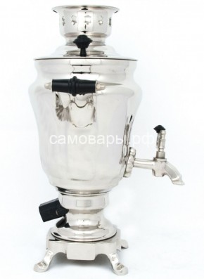 Электрический самовар из латуни никелированный на 1,5 литра форма "Тюльпан" с защитой от выкипания в Москве - moskva.mebel-74.com | фото