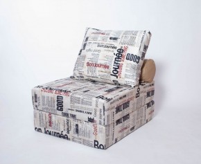 Кресло-кровать-пуф бескаркасное Прайм (Газета) в Москве - moskva.mebel-74.com | фото