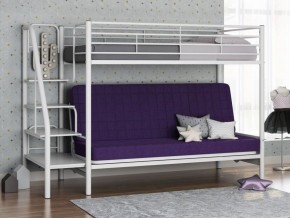 Кровать двухъярусная с диваном "Мадлен-3" (Белый/Фиолетовы) в Москве - moskva.mebel-74.com | фото